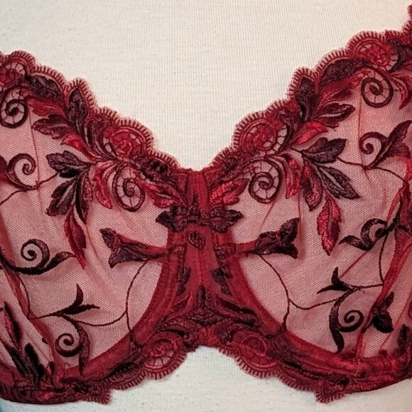 Soma Sensuous Lace Red Bra Size 38D Preowned - Picture 4 of 7